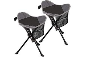 REDCAMP 2 Pack Folding Tripod Stools for Adults, Lightweight Portable Camping Stools for Fishing Hunting Backpacking Traveling, Black