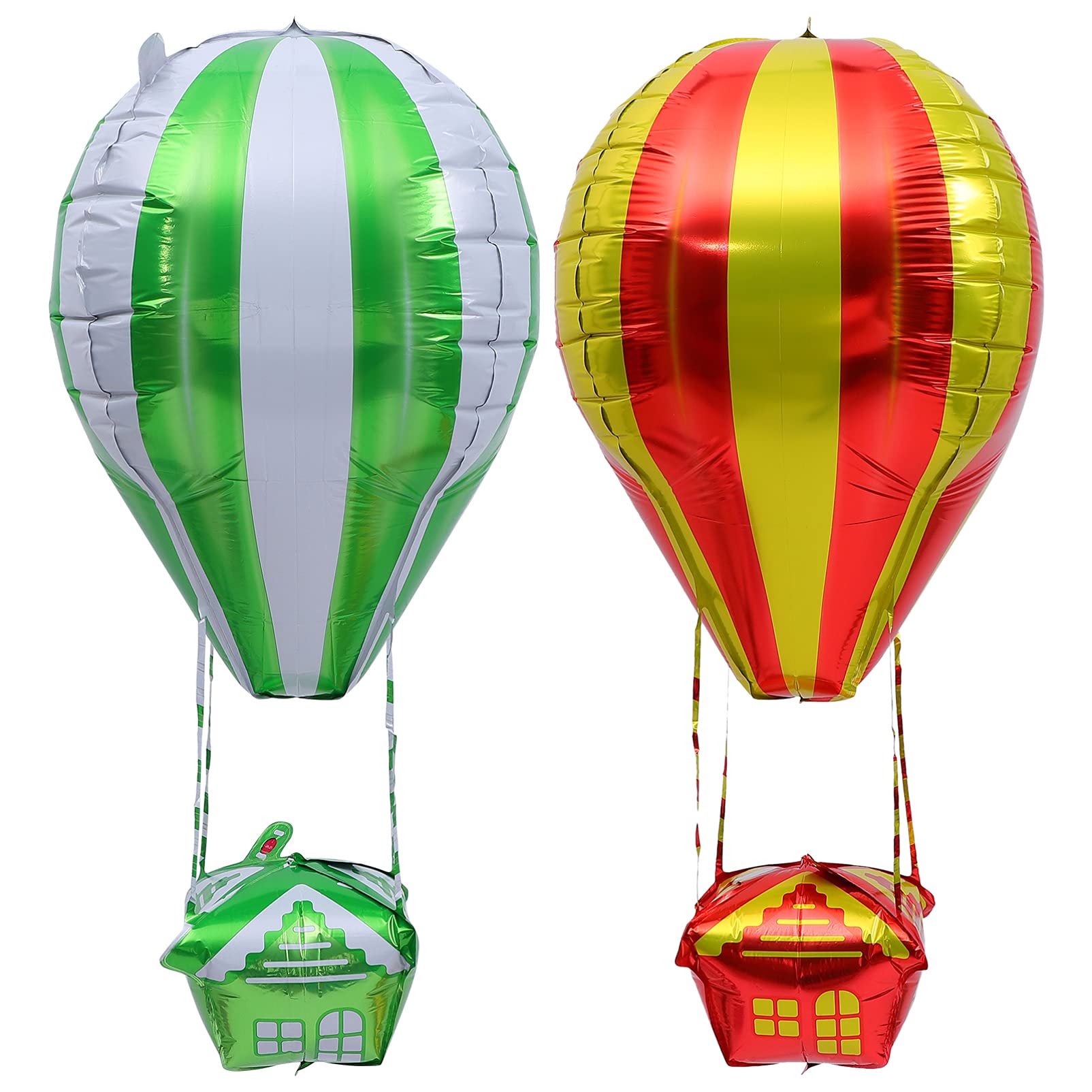 2 Pcs Hot Air Balloon Shape Aluminum Foil Balloons for Birthday Party Decorations, 27.5 X 70 Cm, Green