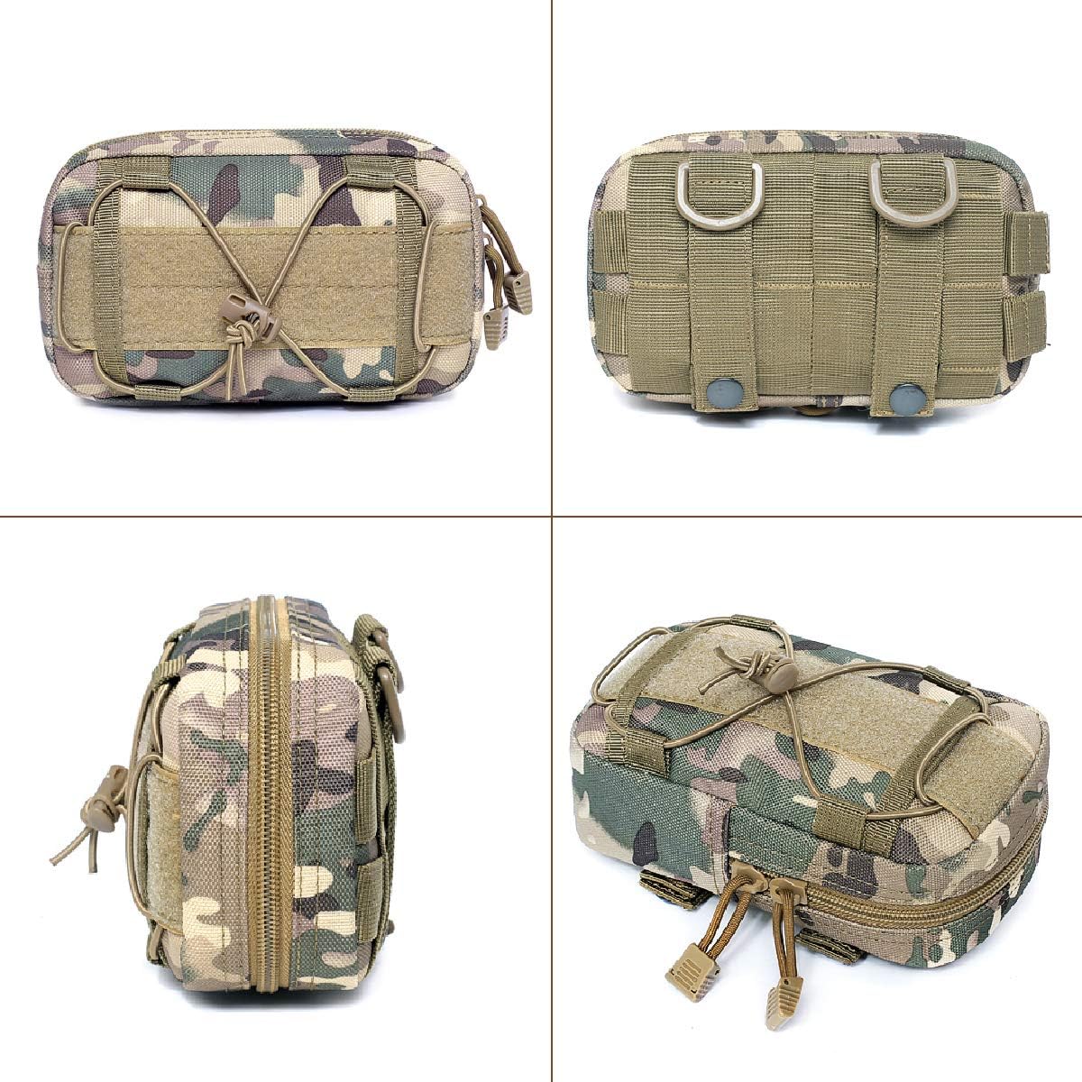 TRIWONDER Tactical Admin Molle Pouch - Military Molle Horizontal Belt EDC Utility Pouch (Khaki), 02 Khaki, 13 cm x 7.5 cm x 23.5 cm - Image 4