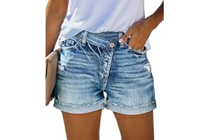 Angerella Women's Denim Shorts Mid Rise Ripped Jean Short