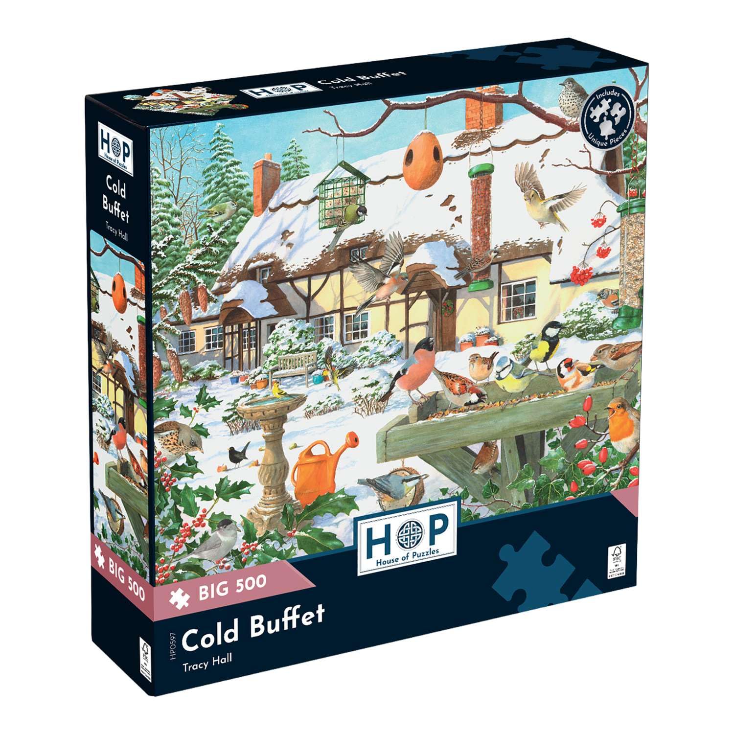 The House of Puzzles - Cold Buffet Jigsaw - Big 500 Piece Jigsaws For Adults, Extra Large Pieces, Artist Illustrated, Scenic Landscape, Deluxe Puzzle Gifts