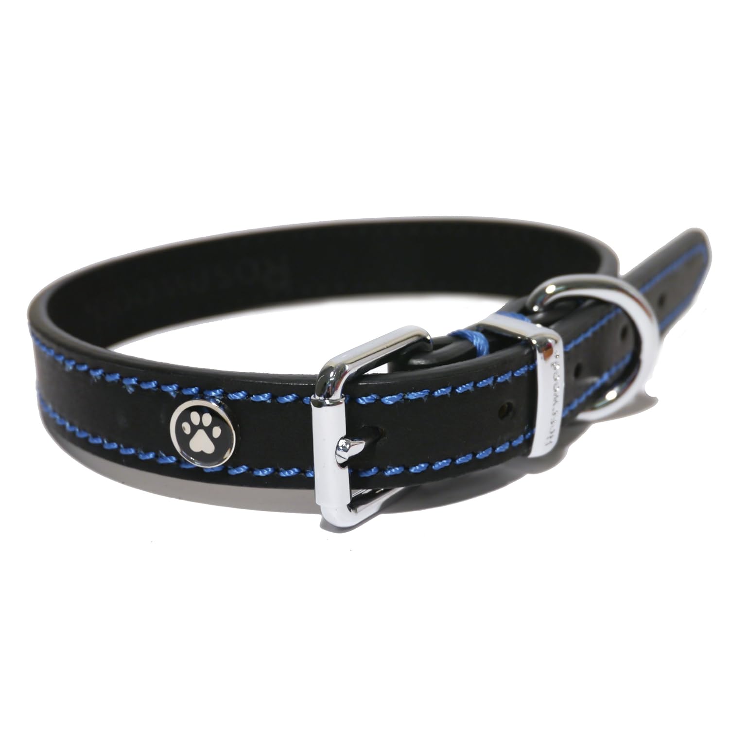 Rosewood Luxury Leather Dog Collar, 1014inch, Black Amazon.co.uk