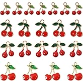 yueton 40PCS Enamel Alloy Charms Sweet Red Cherry Pendants Cute Fruit Food Tiny Pendants Bead Charms for Keychains, Earrings, Bracelets, Necklaces, Jewelry Making and DIY Crafts