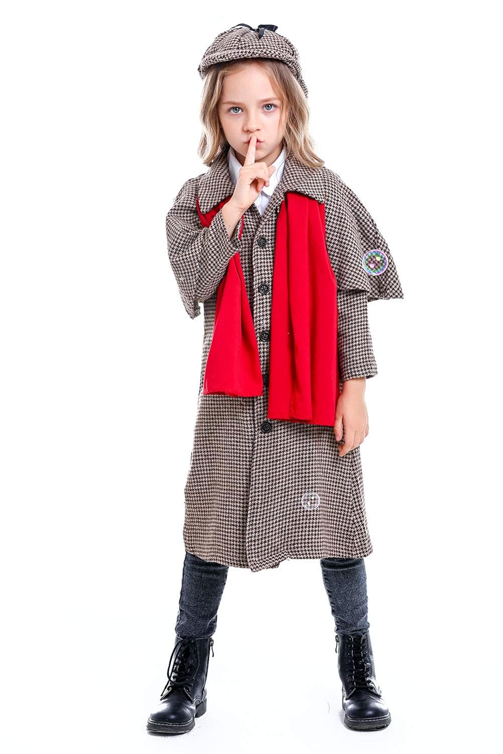 Adult Kids Holmes Detective Costume Coat Halloween Cosplay Victorian Button Down Jacket Outfit Uniform