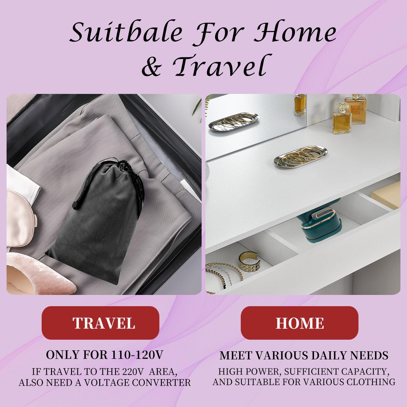 Travel Steamer Mini Iron for Clothes: portable mini steam iron handheld clothing steamers travel size small hand held garment steam plancha a de vapor para ropa portatil travel dorm essentials
