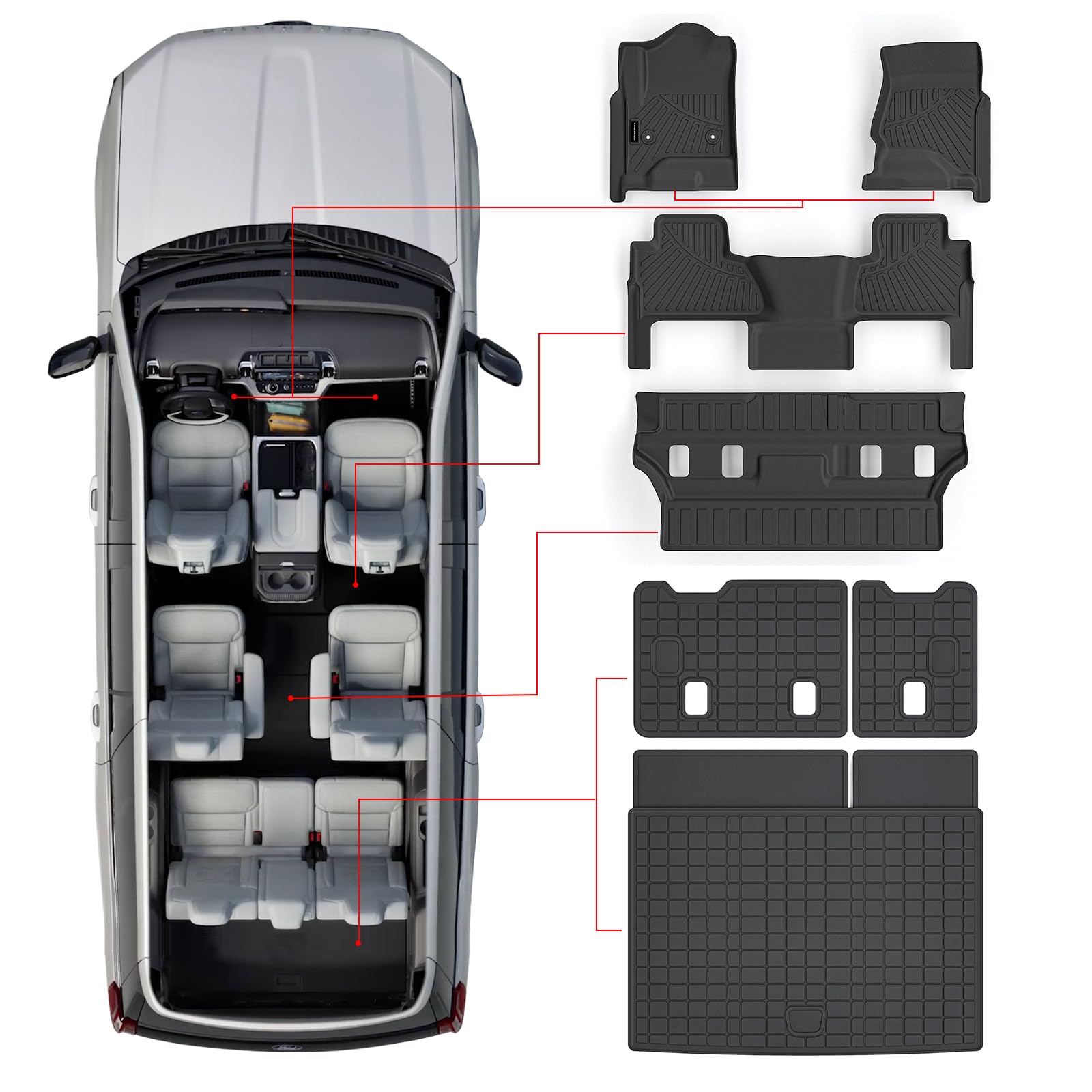 Photo 1 of SANBAN-AXE Floor Mats & Trunk Mat for Chevrolet Tahoe 2015-2020 Row Bucket Seat(7 Seats Version) &GMC Yukon?Not Fit XL,TPE All Weather Protection Car Floor Liners for Chevy Tahoe