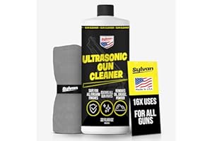 SYLVAN HILLS Ultrasonic Gun Cleaner Solution Concentrate + Free Cleaning Cloth | Makes 50 Gal. | Made in The USA | Gun Parts Cleaner for All Ultrasonic Machines | Highly Concentrated Firearm Cleaning Liquid
