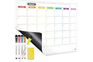 Mag-Fancy Dry Erase Calendar Magnetic Board - Monthly Planner Dry Erase Boards Fridge Calendar Whiteboard with Thickened Magn