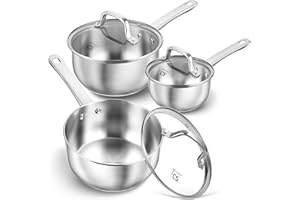 KOCH SYSTEME CS 6 Pcs Stainless Steel Pot Set, 18/10 Premium Stainless Steel Saucepan with Lid, 1+2+3 Quart Indutcion Pot wit