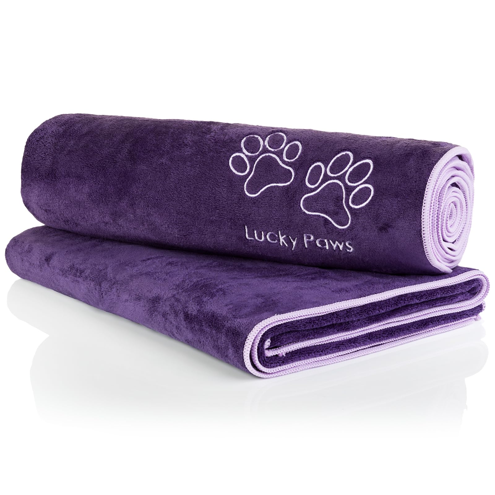 Lucky Paws® UK Dog Towel – Extra Large 140x70cm Dog Towels – Super Absorbent, Luxuriously Soft, Fast Drying Dog Towels for Drying Dogs – Premium Microfibre Dog Towel (Pack of 2, Aubergine)