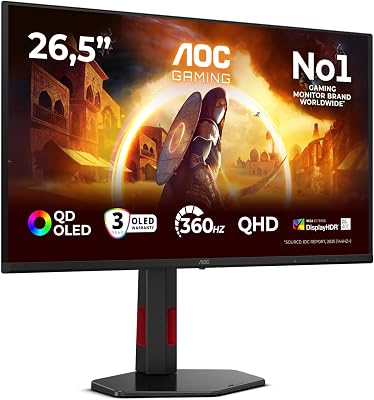 Q27G4SDR 27 Zoll WQHD USB Hub Gaming Monitor, 360Hz, QD-OLED Panel, 0.03ms GtG, HDR400 TrueBlack, G-Sync Compatible, Höhenverstellung,(2560x1440 HDMI 2X 2.1 DP 1x 1.4) Schwarz