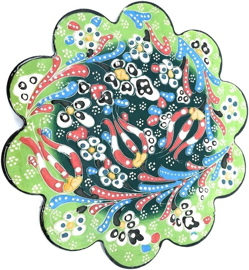 Handmade Turkish Ceramic Pottery Flower-shape Tile Trivet (IC-Tile-001)