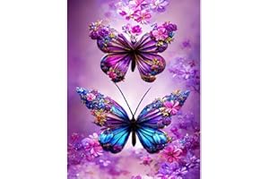 JFYHAB Butterfly Diamond Art Painting Kits for Adults Full Drill Diamond Dots Butterfly Diamond Painting Round 5D Gem Art Painting Crafts Kits for Home Wall Decor 12x16inch