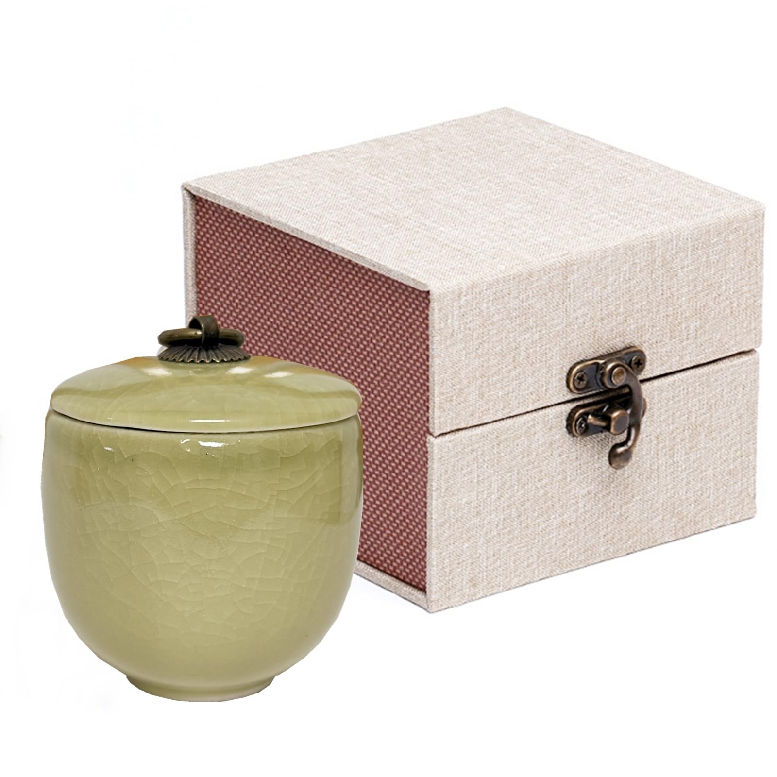 Handicrafted Ceramics Mini Pet Urns, Memorial Ashes Urn, Pet Coffin, Beautiful Ashes Keepsake, Sealed Ceramic (Apple Green)