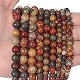 45pcs 8mm Natural Stone Beads Picasso Jasper Beads Energy Crystal Healing Power Gemstone for Jewelry Making, DIY Bracelet Necklace