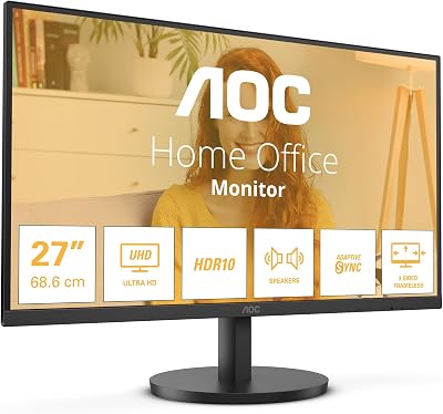 AOC U27B3A 27 Inch UHD 4K IPS 60Hz HDR10 3-Side Frameless Speakers