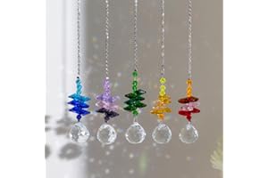 CARACALEAP 5PCS Crystal Suncatcher Rainbow Sun Catchers Indoor Window Colorful Hanging Crystals Beads or Windows Crystal Balls Prisms Pendant Light Ornament Christmas Wedding Garden Decoration
