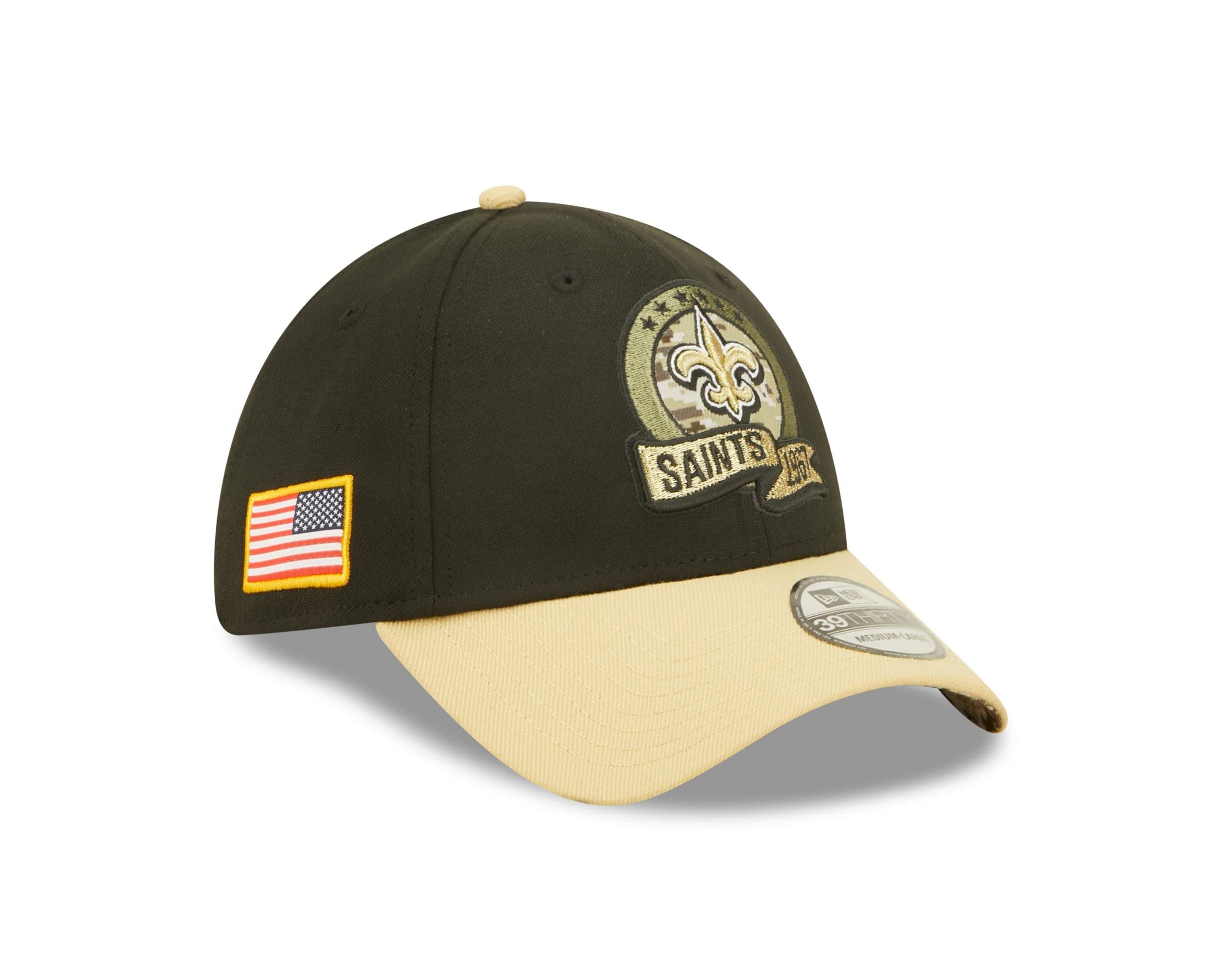 New Era New Orleans Saints NFL Salute to Service 2022 Black Beige 39Thirty Stretch Cap - M - L