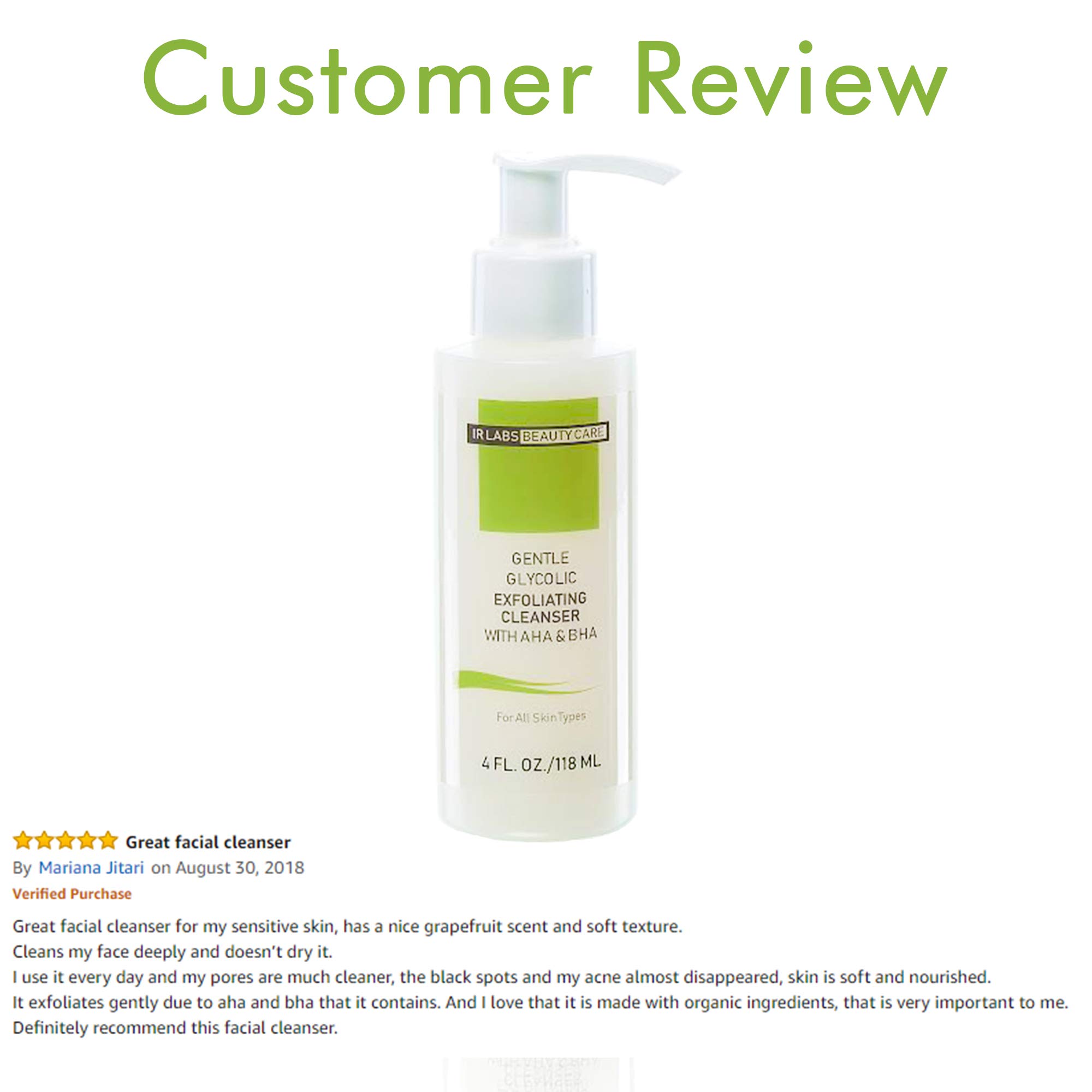 Glycolic Acid Exfoliating Cleanser, Acne Treatment, Gentle Acne And Face Wash With AHA And BHA, Anti-Aging Face Wash, Reduces Spots, Acne And Fine Lines, Deep Cleanse For All Skin Types  