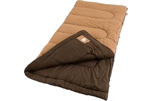 Coleman Dunnock 20°F Big ‘n Tall Sleeping Bag, Cold-Weather Sleeping Bag Fits Adults up to 6ft 4in, Machine Washable, Flannel Liner