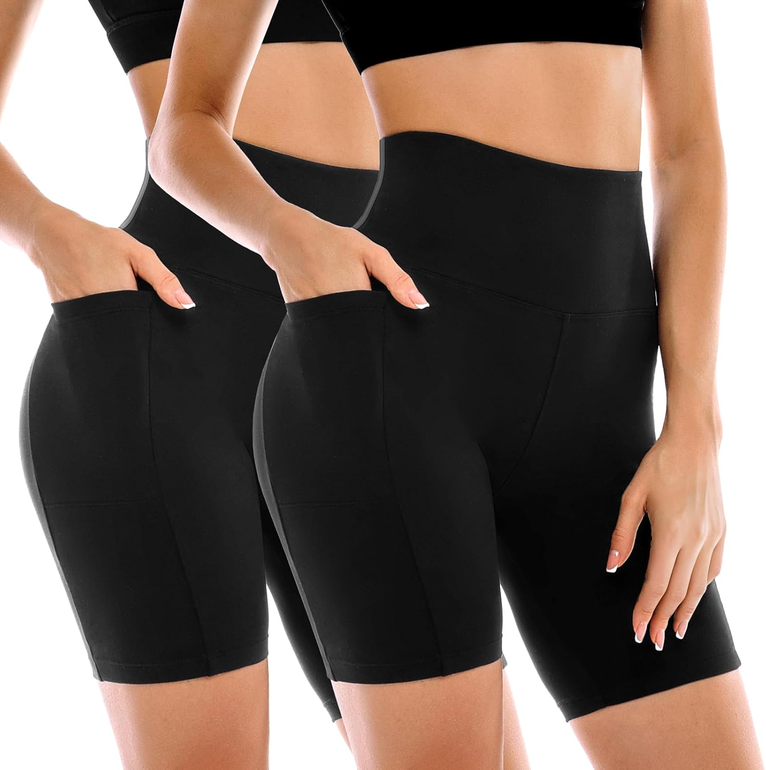 High-Waisted Biker Shorts with Pockets 2-Pack