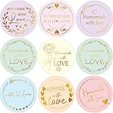 WorldBazaar Homemade with Love Stickers 500pcs Gold Foil Homemade Baked with Love Sticker for Baking Store Small Business Present Labels Wedding Birthday Christmas Party Supplies