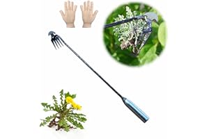 TVMPKIX 2023 New Weed Killer Premium Tine rake Dual Purpose Weed Killer Gardening Long Handle Iron Hand Weeding Tool Portable Home Vegetable Garden Shovel (4 Teeth -15in- Iron Handle)
