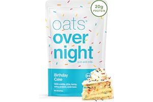 Oats Overnight Birthday Cake - Overnight Oats with 20g Protein, 5g Fiber Breakfast Protein Shake - Gluten Free Oatmeal, Non GMO High Protein Oatmeal (2.7 oz per meal) (8 Pack)