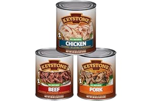 KEYSTONE Meats All Natural Canned Beef, Chicken & Pork Pack of 3, 28 Oz Long Term Emergency Survival Food Canned Meat | Fully Cooked Ready to Eat