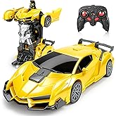 Bloolilies Remote Control Car for Boys, 1:18 Scale Rc Race Car with 360° Rotating Led Lights & One Button Deformation - Rc Cars Robot Toy Cars for Kids 3 4 5 6 7 8-12 Birthday Easter Gifts 