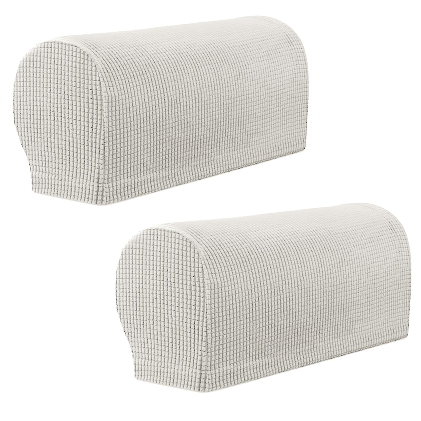 YancLife Armrest Chair Covers, Set of 2 Stretch Armchair Covers for Arms，Spandex Polyester Sofa Arm Caps Non Slip Armrest Covers Chairs Armchairs Couches Recliner for Furniture Protector(ivory White)