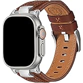 Wristitani Leather Bands Compatible with Apple Watch Band 49mm 46mm 45mm 44mm 42mm for Men, Metal Connector & Genuine Leather Replacement Straps for iWatch Ultra3/2/1 SE3/2/1 Series 11 10 9 8 7 6 5 4
