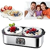 2 Quart Yogurt Maker with Adjustable Time & Temp Control,Automatic Digital Yoghurt Maker Machine with 2 * 1 Quart Glass Bowls