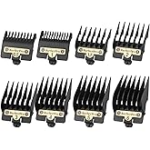 COSYONALL Clipper Replacement Guards for BabylissPRO Clippers Barberology FX870, FX880, FX825, and FX673 Clippers,Cutting Lengths 1/16”-3/4 ”,Black 8 Pack