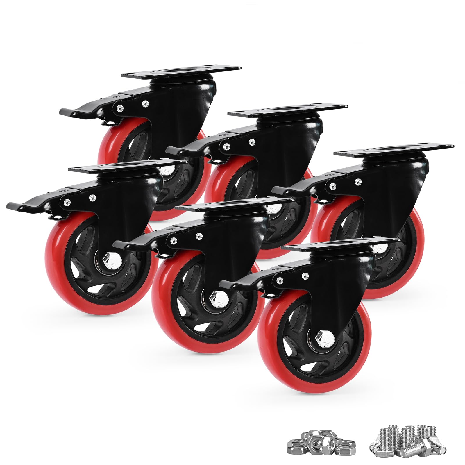 Caster Wheels, Heavy Duty 4 Inch Casters Set of