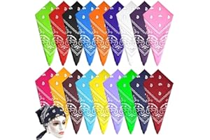 KUUQA 18pcs Bandanas Assorted Cowboy Bandanas Unisex Novelty Print Head Wrap Scarf Wristband for Women and Men