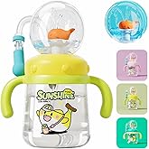 HBSAPKKA Whale Fountain Tumbler, Spill Proof Straw Cups for Toddlers Interactive Baby Straw Cup & Weighted Sippy Cups, Fun Drinking Cup with Whale Squirt 10oz/300ml