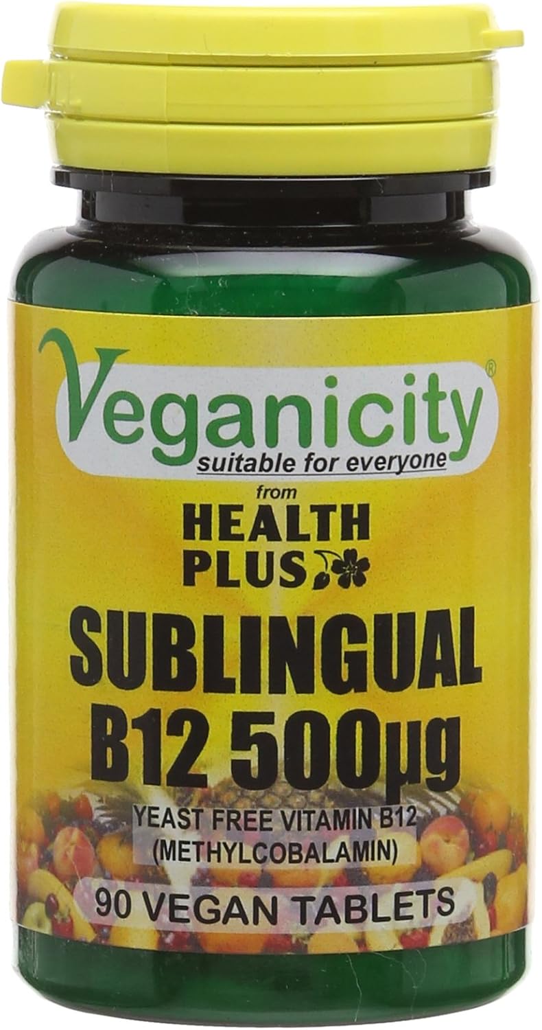 Veganicity B12 500µg Sublingual (Blackcurrant Flavour) : Vitamin B12 Supplement : 90 Tablets, in a Planet-Friendly 99% Recycled Pot