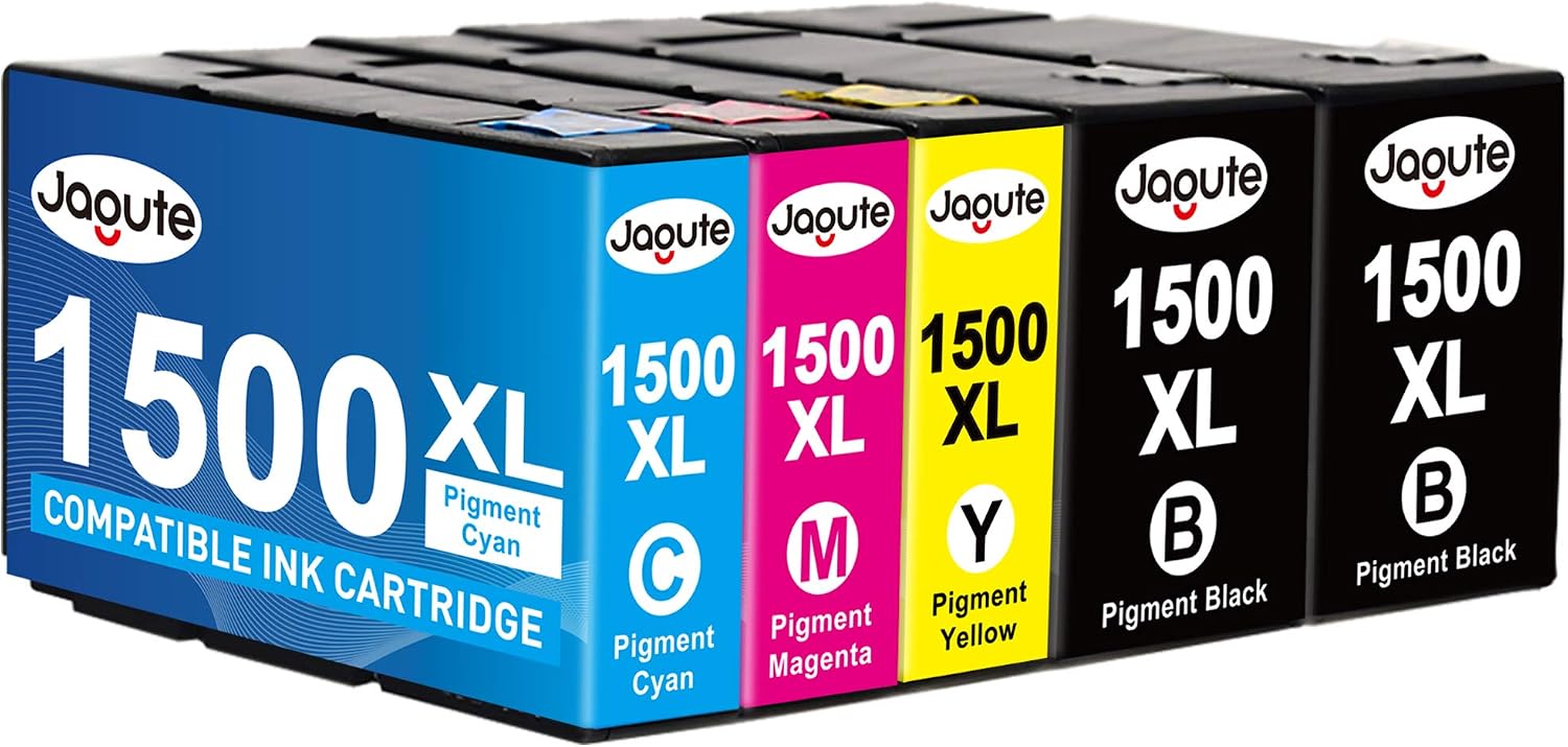 Jagute 1500XL Ink Cartridges Black and Colour Multipack Compatible for Canon PGI-1500XL PGI-1500 Ink Cartridges for Canon Maxify MB2050 MB2150 MB2155 MB2350 MB2300 MB2000 MB2755 MB2750 (5 Pack)
