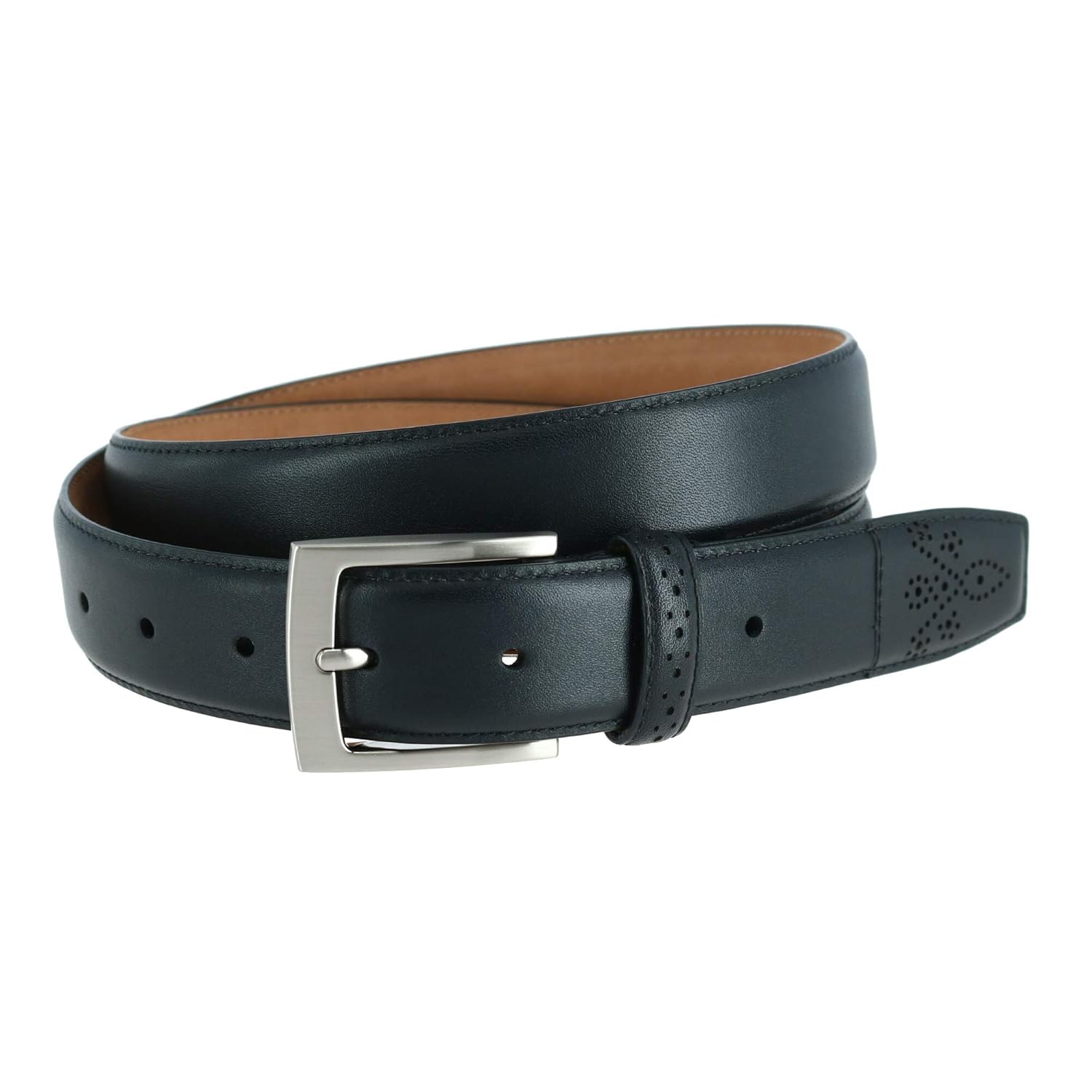 Buy Trafalgar Men's Perforated Touch Leather Belt, Small, Black at