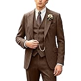 JOYLYJOME Tweed Men's Suit 3 Pieces Slim Fit Wedding Suit Grooms Prom Brown Herringbone Suits for Men Tuxedos Suit Set