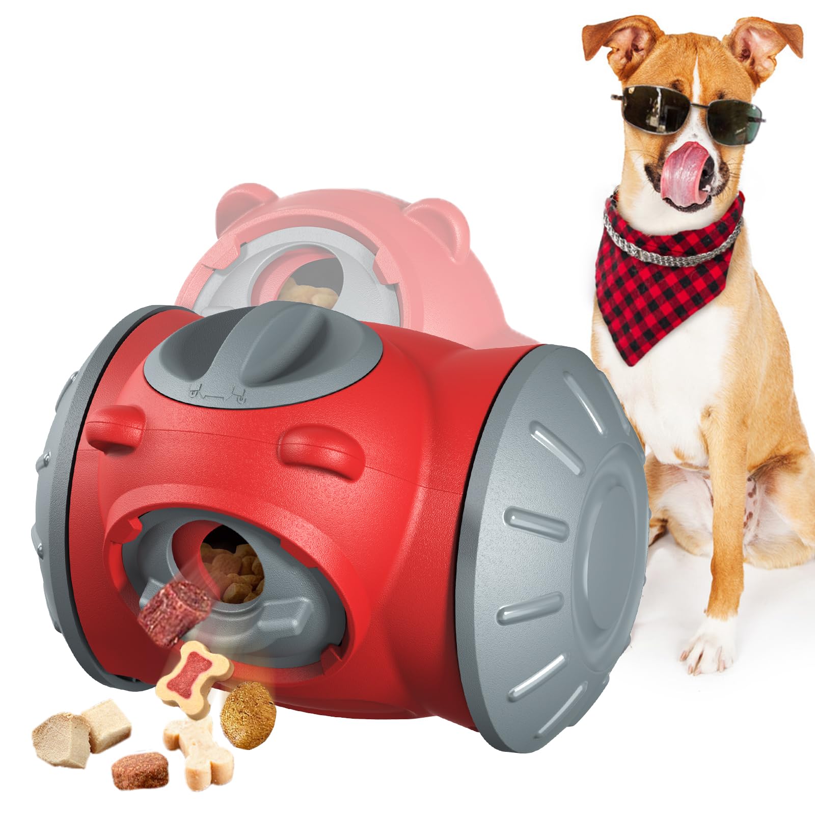 Duuclume Dog Puzzle Toy, Tumble Slow Feeder Treat Dispenser for Puppy,Small Medium Large Dogs,Interactive Dog Feeder Toy for Stimulation and Enrichment(Red)