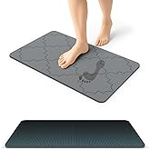 ArtyCozy Large Stone Bath Mat with Non-Slip Rubber Back, 23.6" × 15.7", Super Absorbent Diatomaceous Earth Mat for Bathroom, Quick Drying Shower Rugs for Bathtub, Easy to Clean, Dark Grey