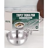 MARU Triply Stainless Steel Tadka Pan &ndash; Heavy Gauge 300ml with Long Grip &amp; Balance Design Handle, Perfect for Flame &amp; Induction Cooking