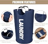 DOKEHOM 90L Large Collapsible Laundry Basket Freestanding Dark Blue view 6
