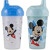Toddler Sippy Cups for Boys | 10 Ounce Mickey Mouse Sippy Cup Pack of Two with Straw and Lid | Durable Blue Leak Proof Travel Water Bottle for Toddlers