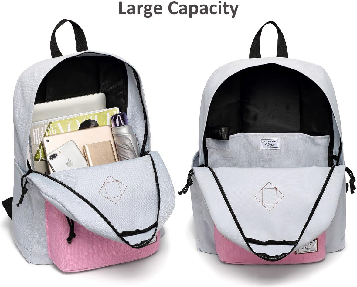 Kasgo School Backpack for Men Lightweight Water Resistant Rucksack Classic Bags for Boys Girls Casual Daypacks for Women Teenager Travel Gray and Black - Image 4
