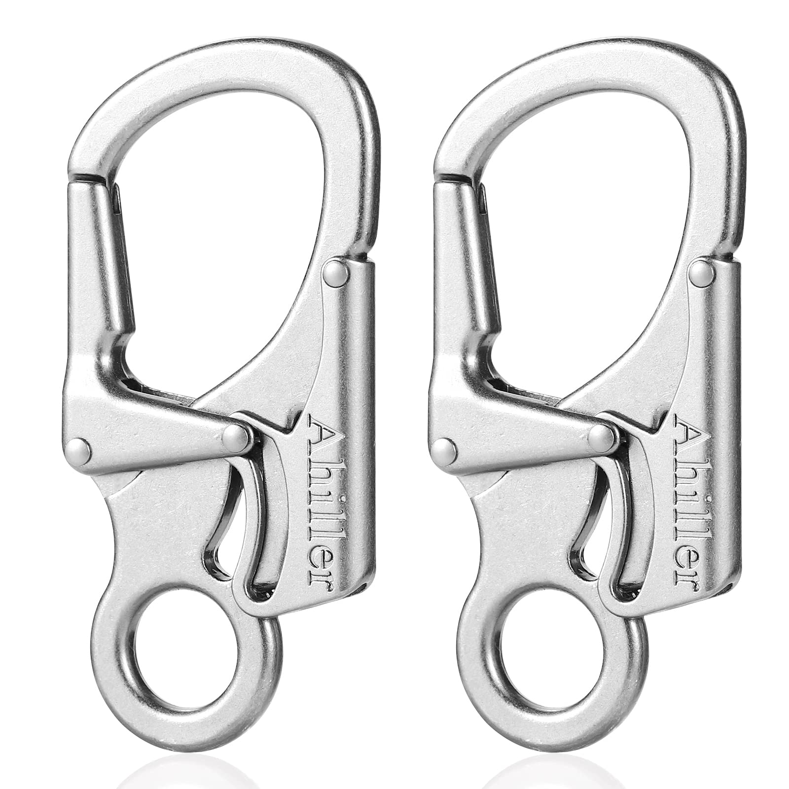 Ahiller Carabiner Clip, Double Anti-Misopening Locking Design, 3 Inch Alloy Caribena Hook, Keychain for Outdoor Camping, Hiking, Fishing, Key Ring Clip (Silver-2P) — image 1