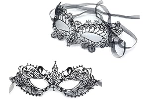 LSYJING 2 women's masquerade masks Lace eye mask for balls and parties
