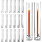 20 Pack Glass Hurricane Candle Holders 12.6" Open Ended Candlestick Holder Tubes Clear Bottomless Cylinders Suitable Taper LED Candles for Wedding Party Christmas Table Centerpiece Decor